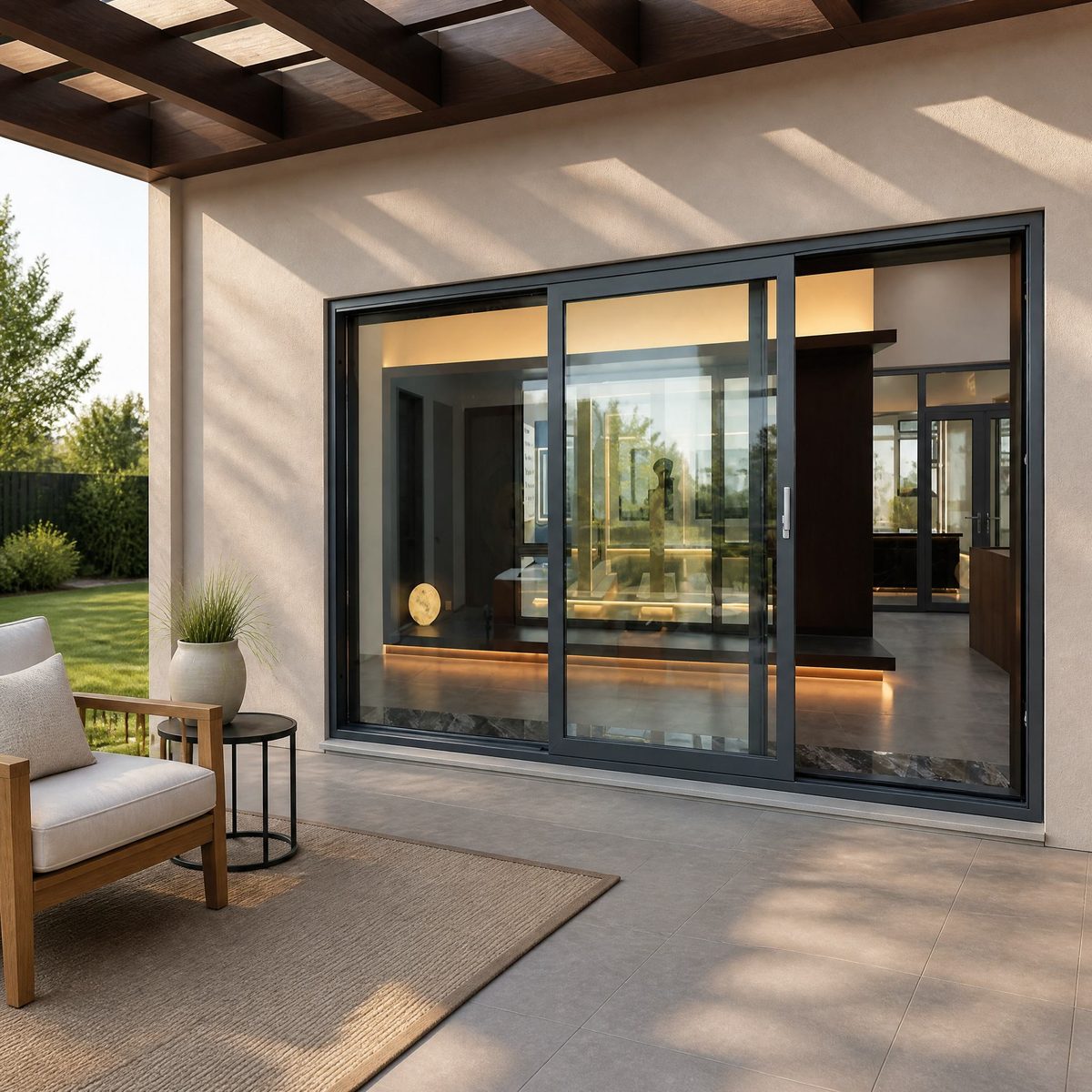 Aluminum Frame Glass Door - Exterior Perspective View | OPPGATE